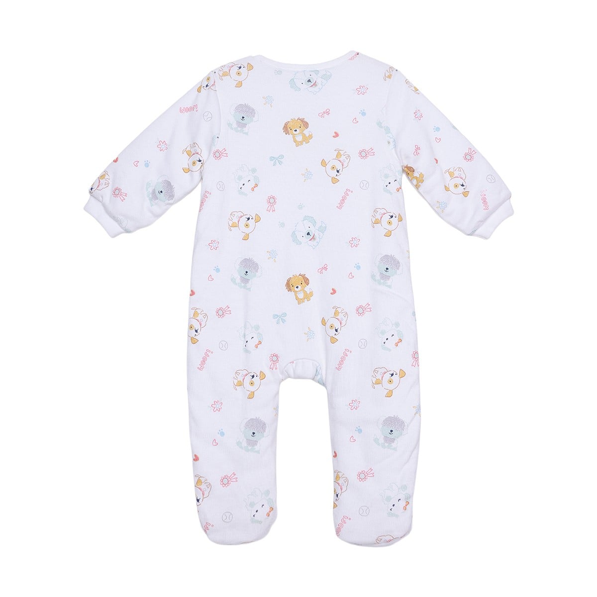 Baby Girls White Cotton Blend Animal Printed Sleepsuit Regular Fit Casual Wear