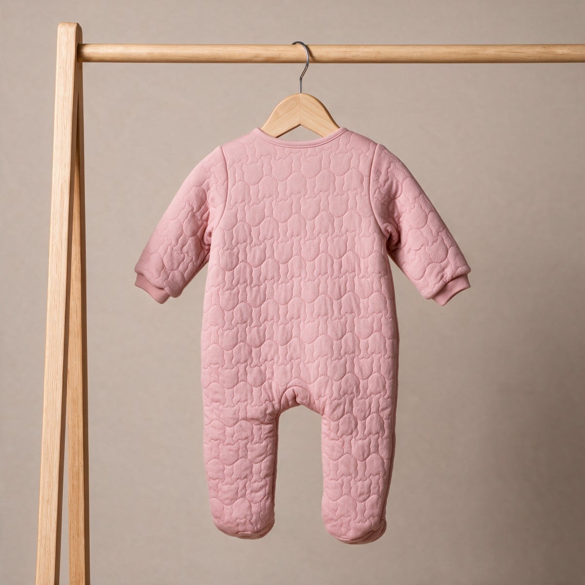 Baby Girls Dusty Pink Cotton Blend Floral Embroidered Quilted Sleepsuit Regular Fit Casual Wear