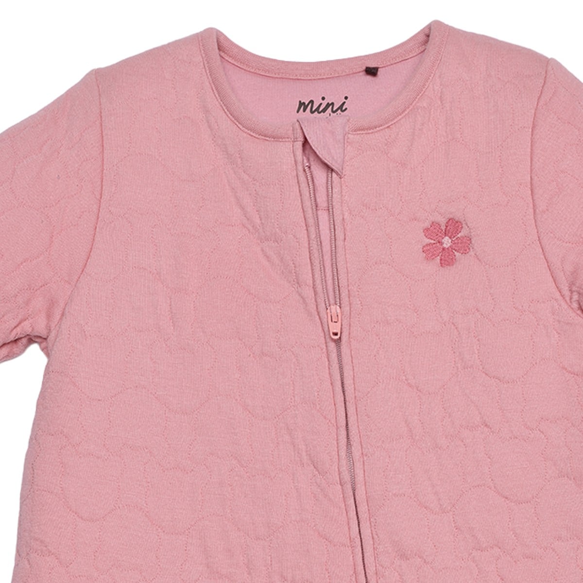 Baby Girls Dusty Pink Cotton Blend Floral Embroidered Quilted Sleepsuit Regular Fit Casual Wear