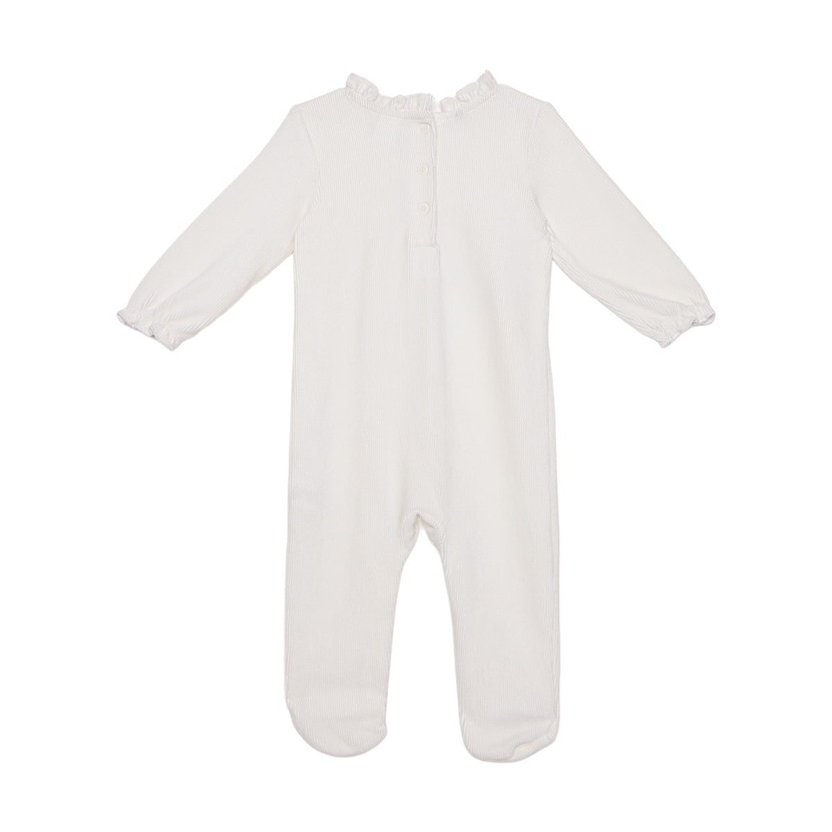 Baby Girls Off-White Cotton Blend Puppy Applique Footed Sleepsuit Regular Fit