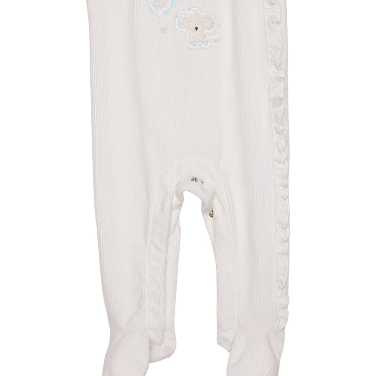 Baby Girls Off-White Cotton Blend Puppy Applique Footed Sleepsuit Regular Fit