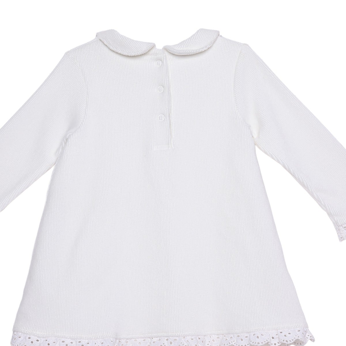 Baby Girls White Cotton Blend Floral Embroidered Collared Sleepsuit Regular Fit Casual Wear