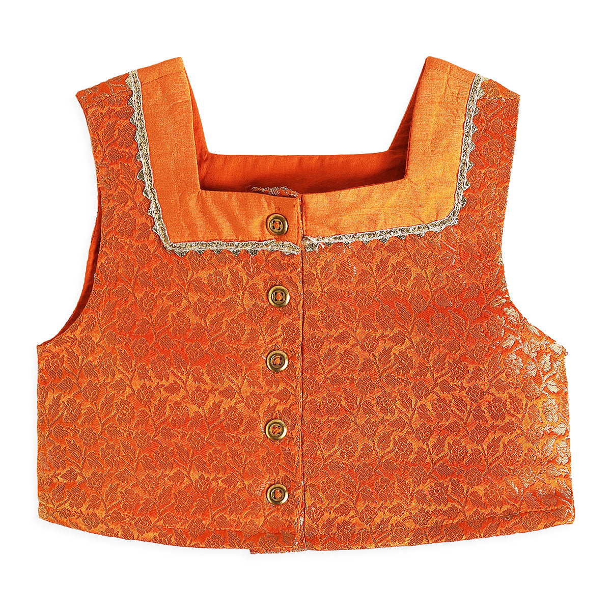 Girls Orange Floral Top and Palazzo Set with Dupatta for Festive Wear