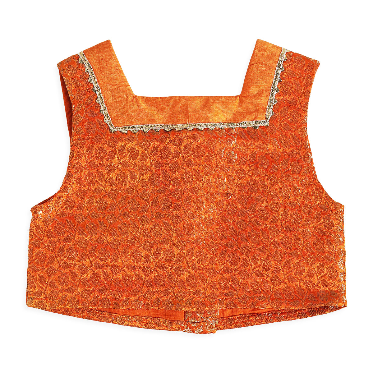 Girls Orange Floral Top and Palazzo Set with Dupatta for Festive Wear
