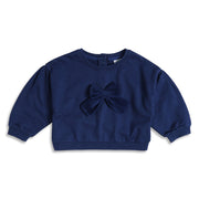 Baby Girls Navy Blue Cotton Bow Sweatshirt Regular Fit Casual Wear