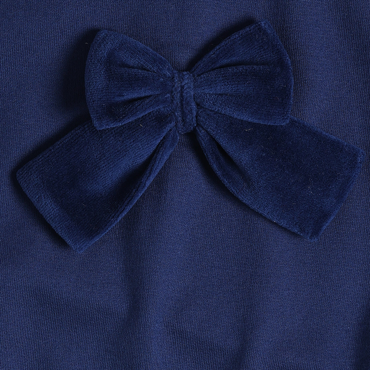 Baby Girls Navy Blue Cotton Bow Sweatshirt Regular Fit Casual Wear