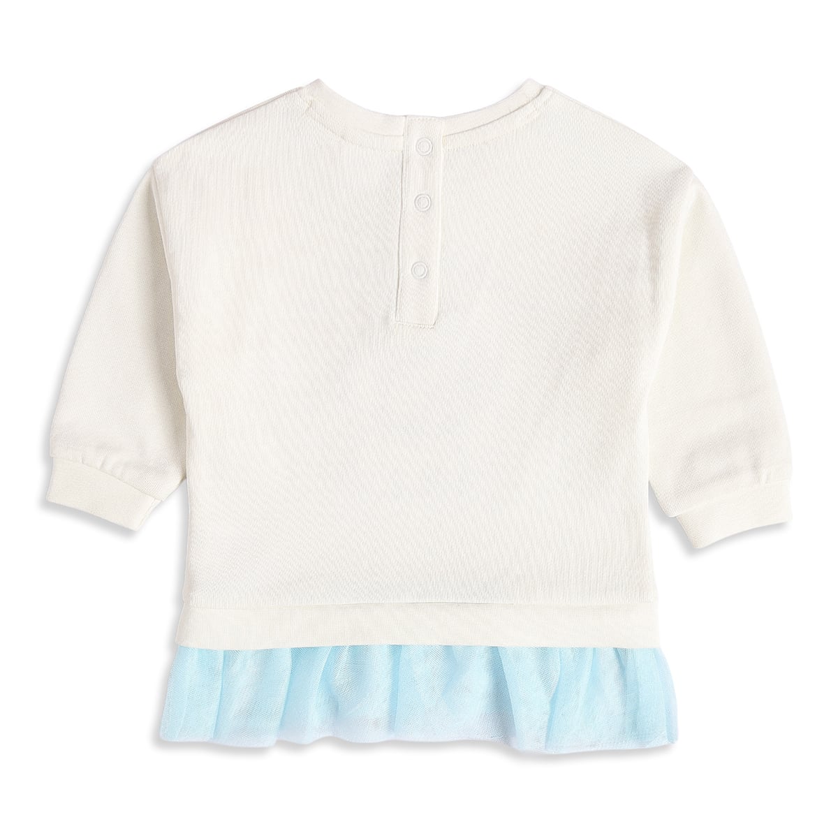 Baby Girls Off White And Light Blue Cotton Blend Dog Embroidered Sweatshirt Pack of 1 Regular Fit Casual Wear
