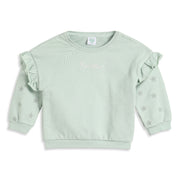 Baby Girls Mint Green Ruffle Sleeve Sweatshirt Regular Fit .