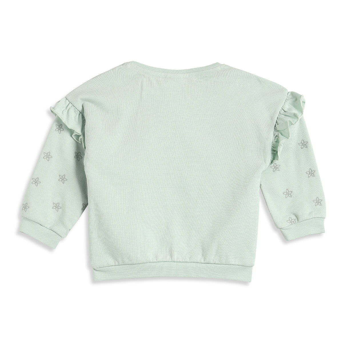 Baby Girls Mint Green Ruffle Sleeve Sweatshirt Regular Fit .