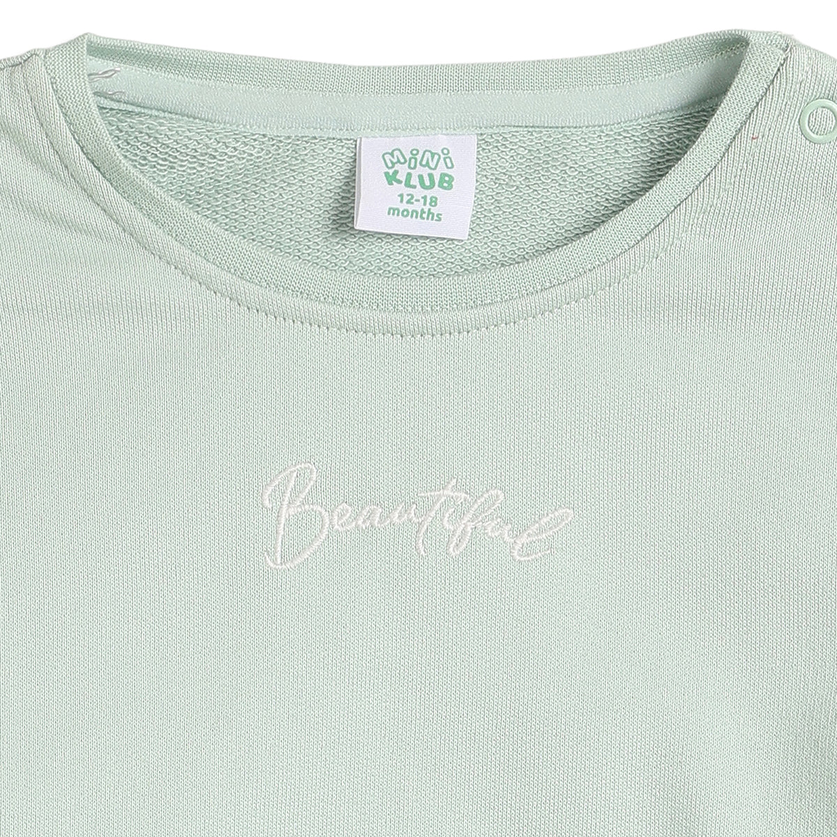 Baby Girls Mint Green Ruffle Sleeve Sweatshirt Regular Fit .