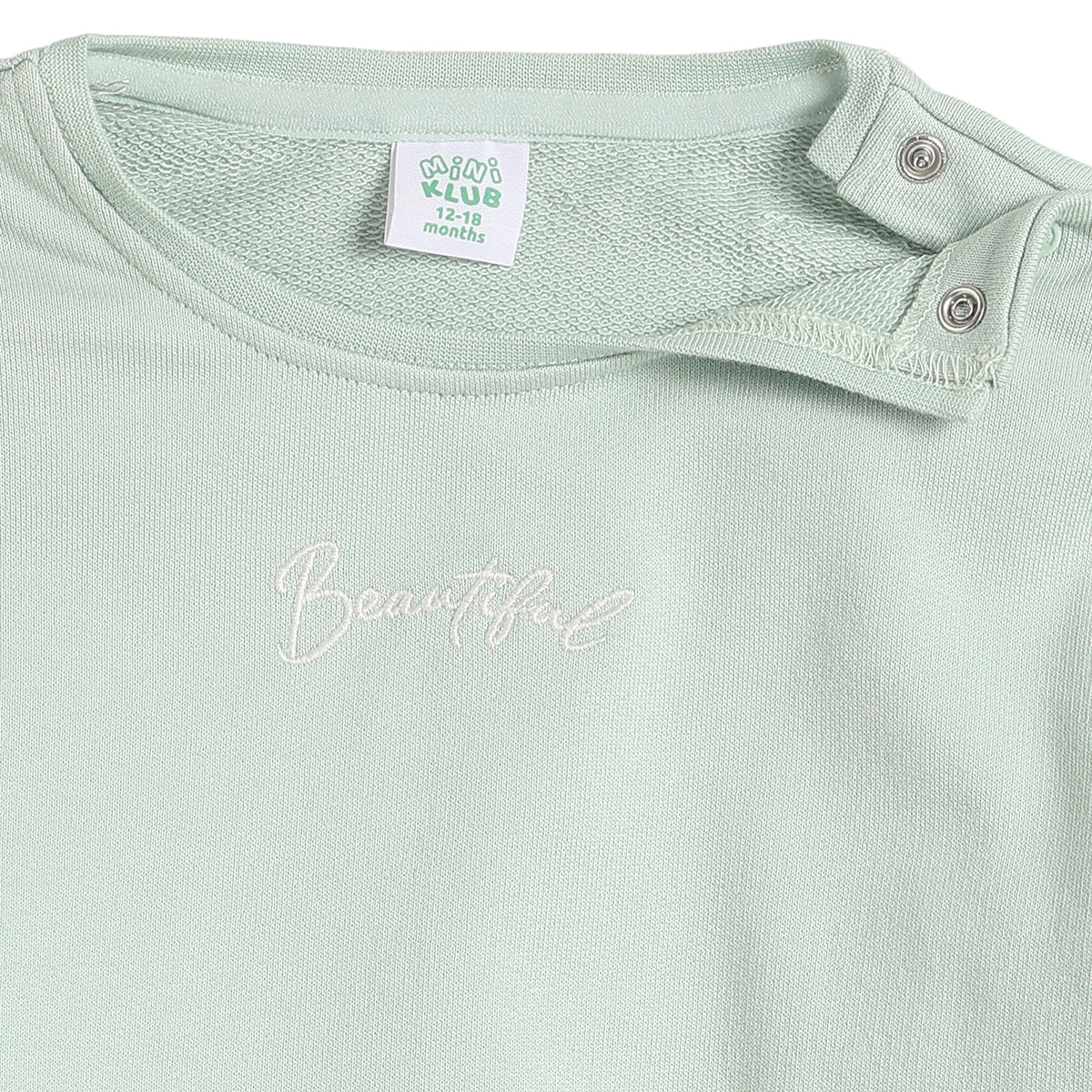 Baby Girls Mint Green Ruffle Sleeve Sweatshirt Regular Fit .