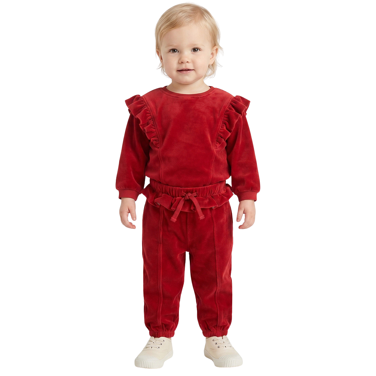 Baby Girls Red Velvet Sweatshirt Regular Fit