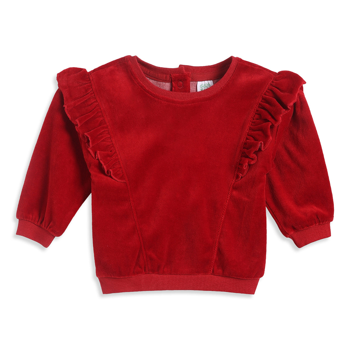 Baby Girls Red Velvet Sweatshirt Regular Fit.