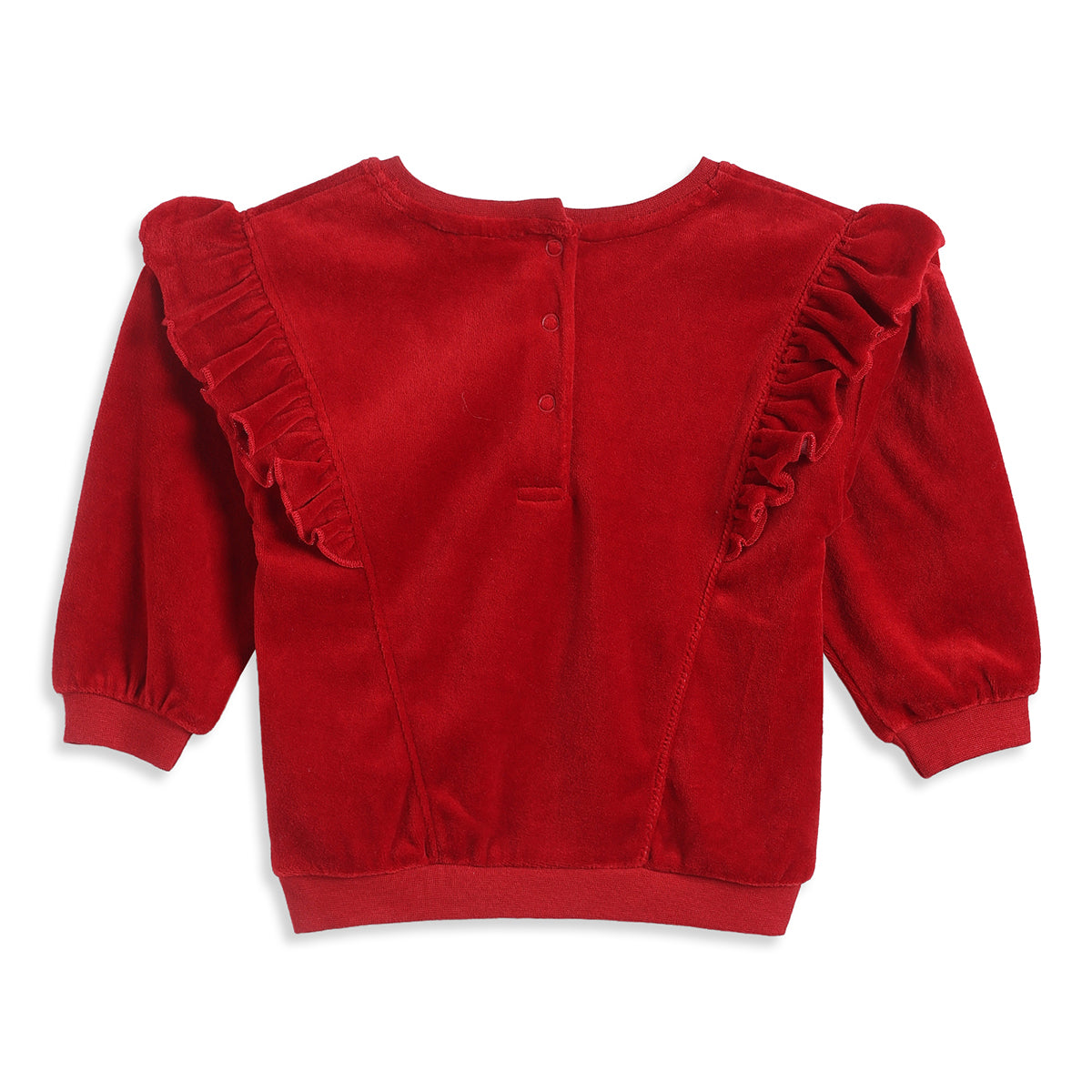 Baby Girls Red Velvet Sweatshirt Regular Fit.