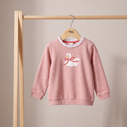 Baby Girls Pink Cotton Blend Swan Print Sweatshirt Regular Fit Casual Wear