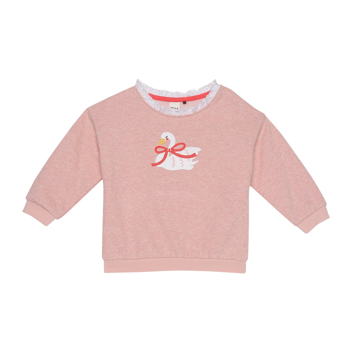 Baby Girls Pink Cotton Blend Swan Print Sweatshirt Regular Fit Casual Wear