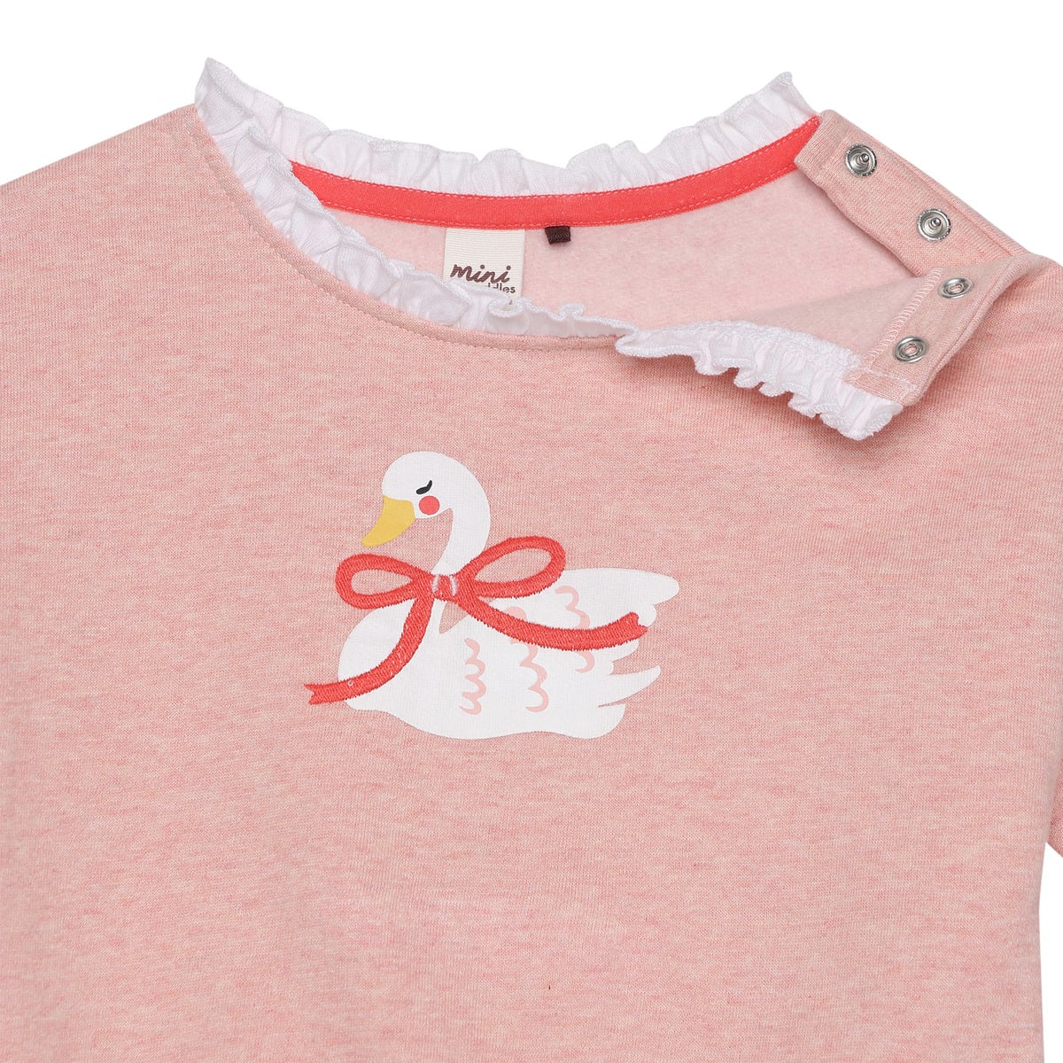 Baby Girls Pink Cotton Blend Swan Print Sweatshirt Regular Fit Casual Wear