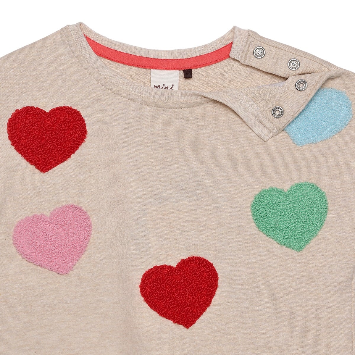 Baby Girls Beige Cotton Blend Heart Applique Sweatshirt Regular Fit Casual Wear