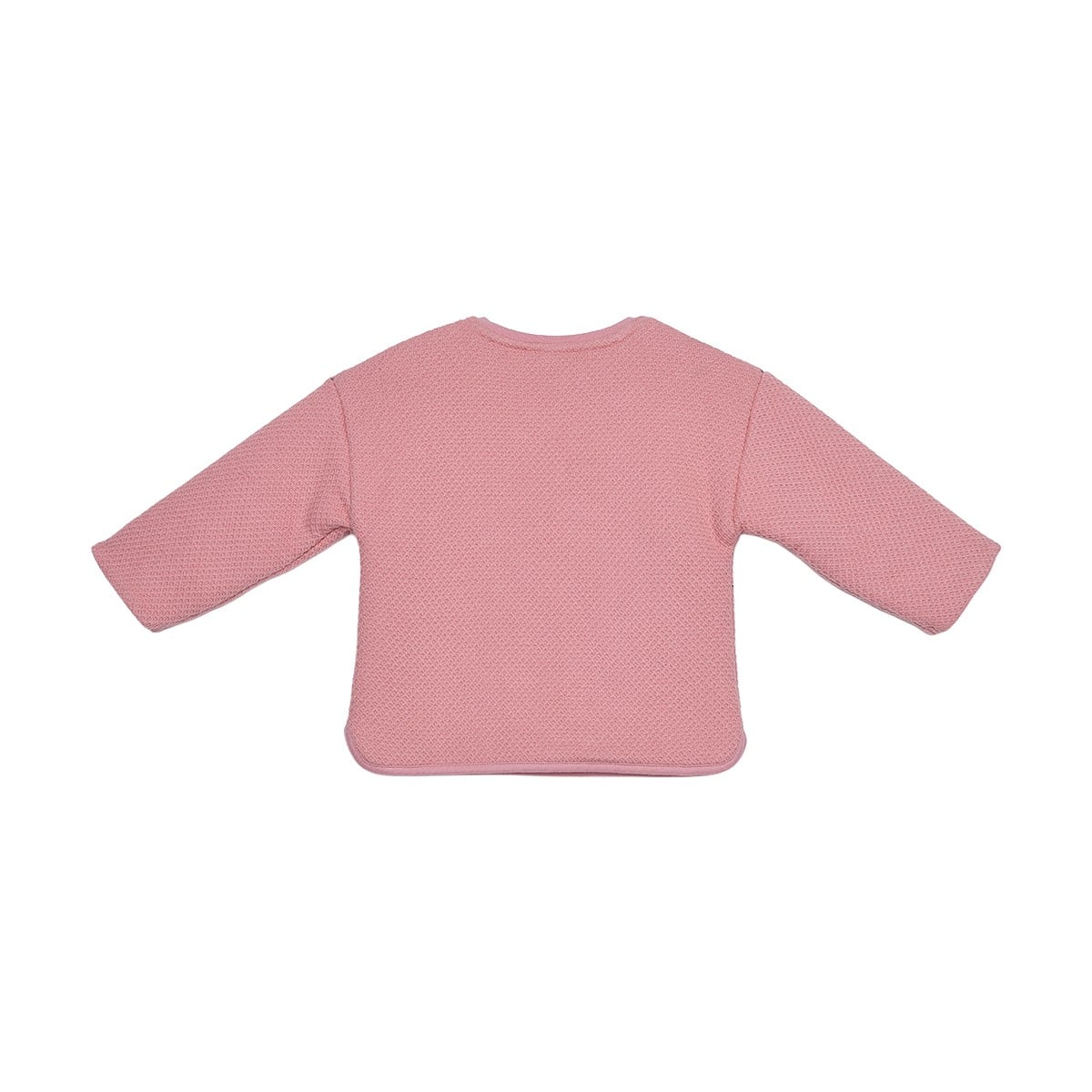 Baby Girls Dusty Pink Cotton Blend Floral Heart Embroidered Textured Sweatshirt Regular Fit Casual Wear