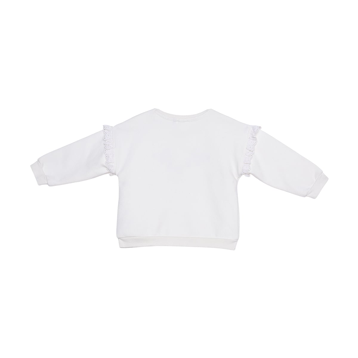 Baby Girls White Cotton Blend Bunny And Floral Applique Sweatshirt Regular Fit Casual Wear