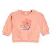 Baby Girls Peach Printed Sweatshirt Regular Fit.