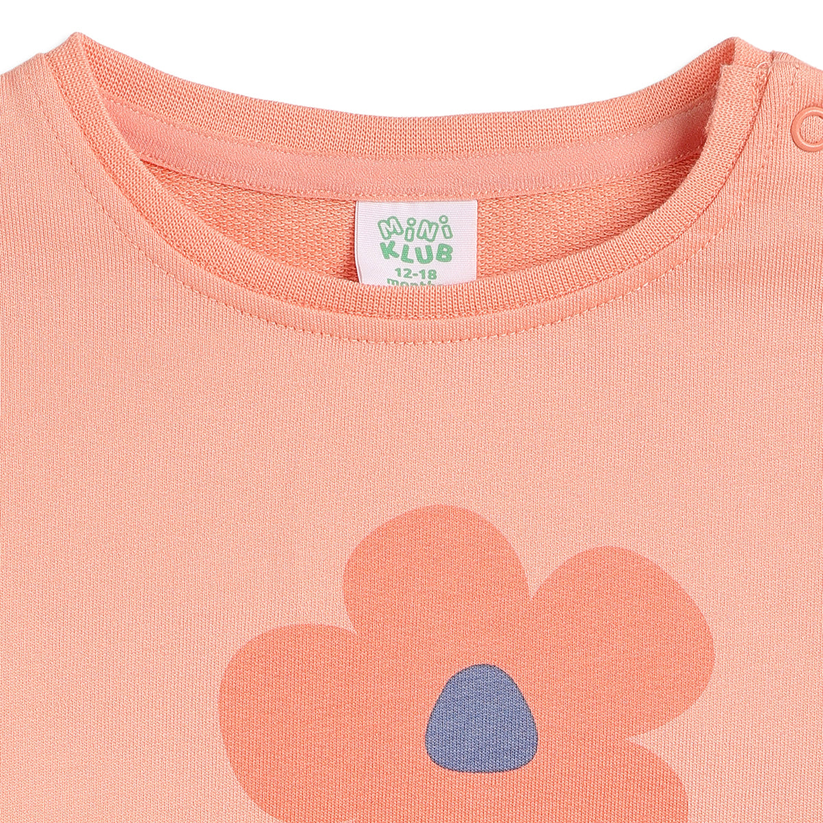 Baby Girls Peach Printed Sweatshirt Regular Fit.