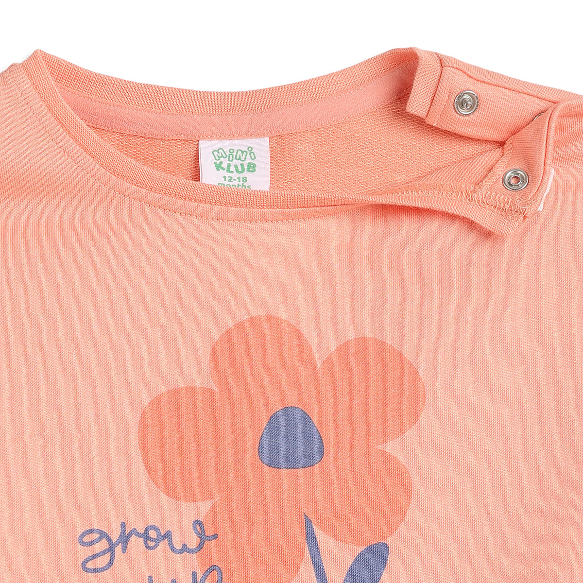 Baby Girls Peach Printed Sweatshirt Regular Fit.