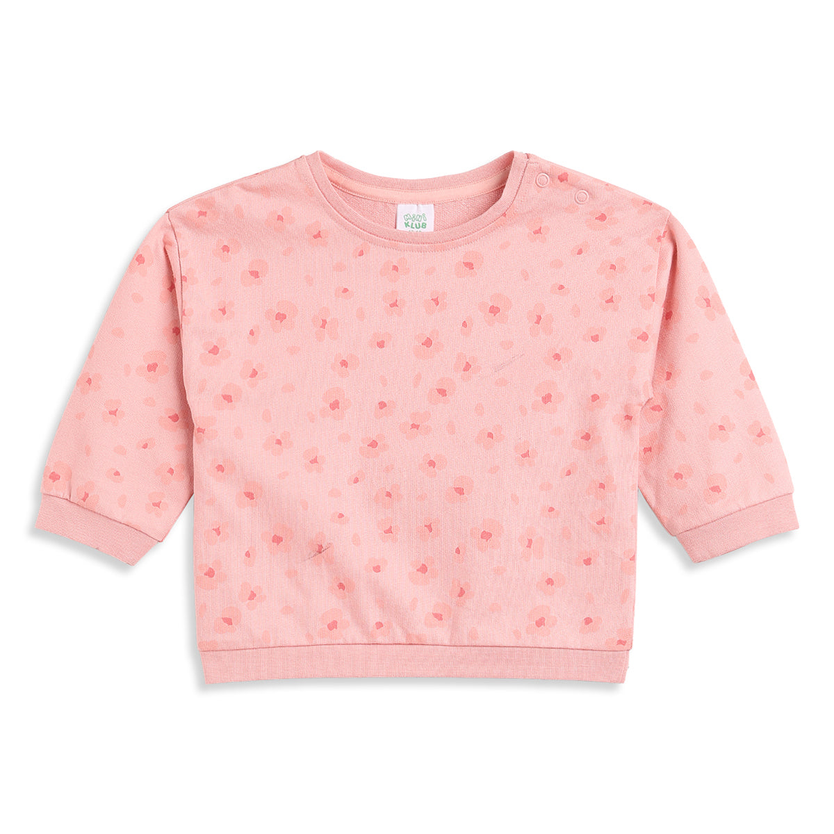 Baby Girls Peach Printed Sweatshirt Regular Fit.