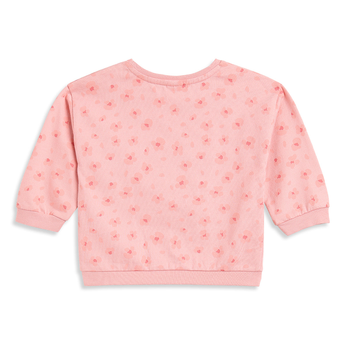 Baby Girls Peach Printed Sweatshirt Regular Fit.
