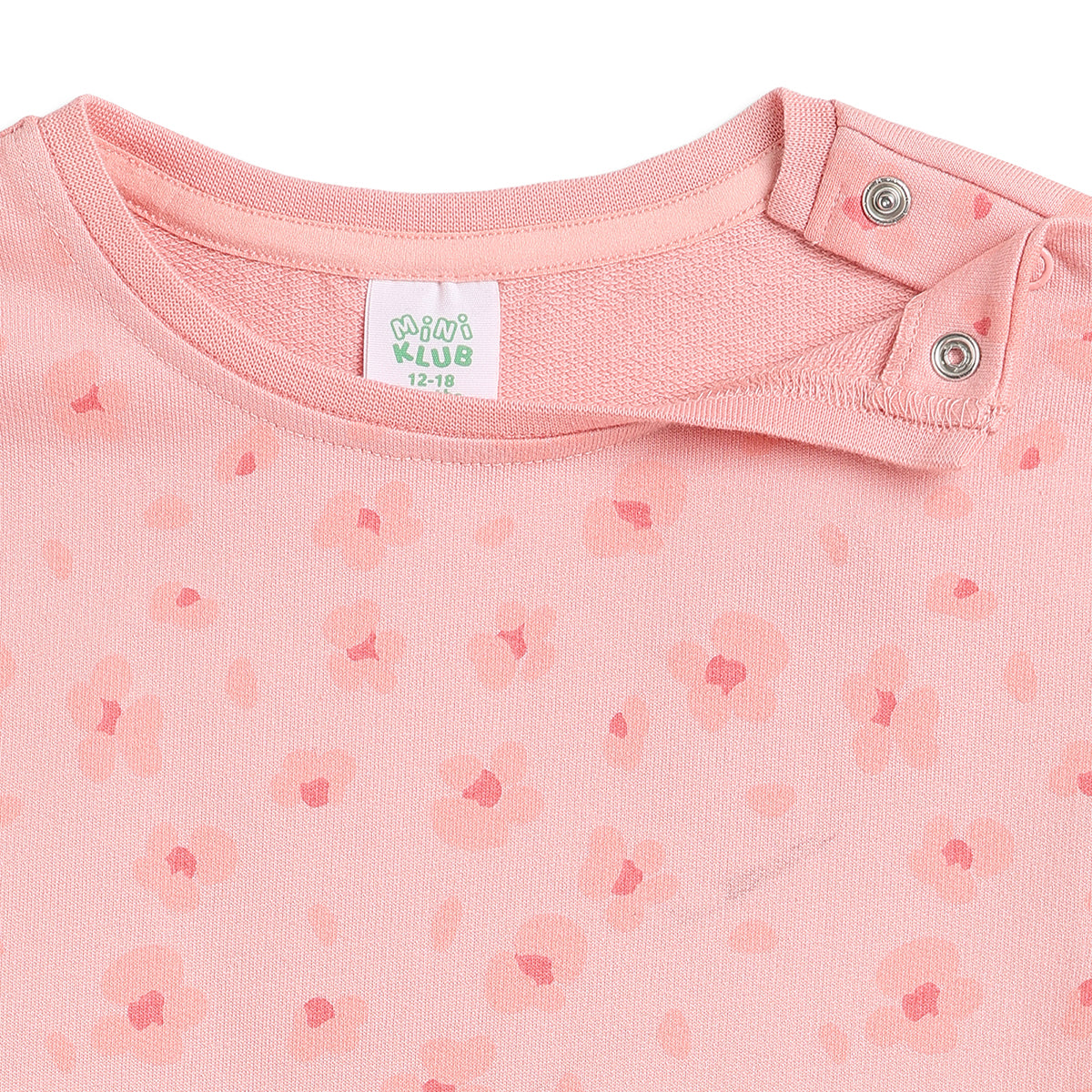Baby Girls Peach Printed Sweatshirt Regular Fit.