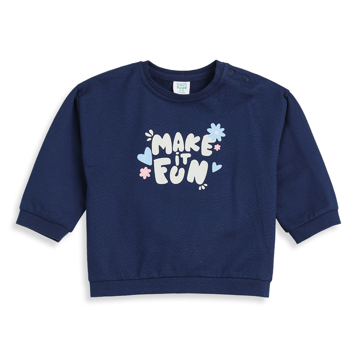 Baby Girls Navy Blue Printed Sweatshirt Regular Fit