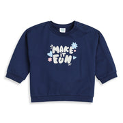 Baby Girls Navy Blue Printed Sweatshirt Regular Fit