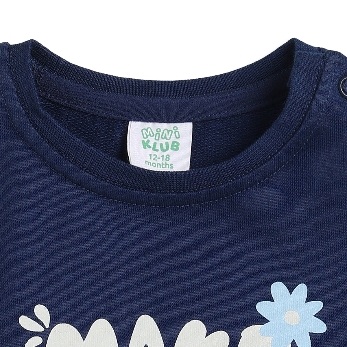Baby Girls Navy Blue Printed Sweatshirt Regular Fit