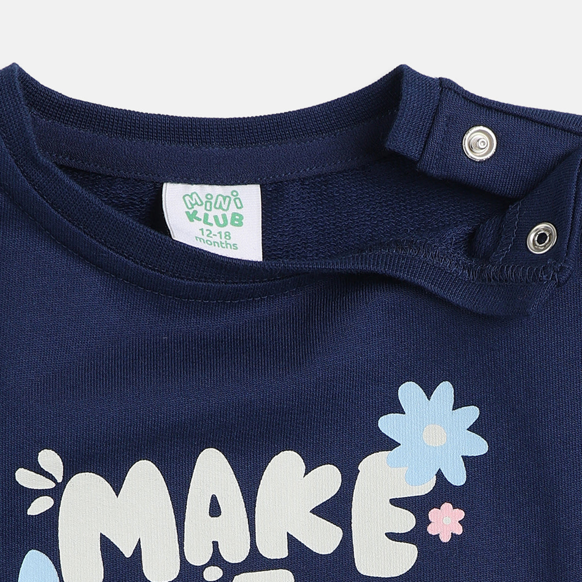 Baby Girls Navy Blue Printed Sweatshirt Regular Fit