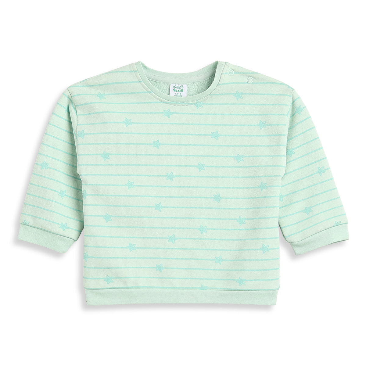 Baby Girls Mint Green Printed Sweatshirt Regular Fit.