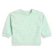 Baby Girls Mint Green Printed Sweatshirt Regular Fit.