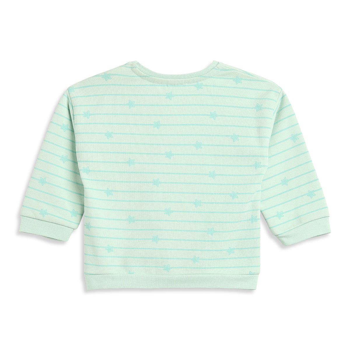 Baby Girls Mint Green Printed Sweatshirt Regular Fit.
