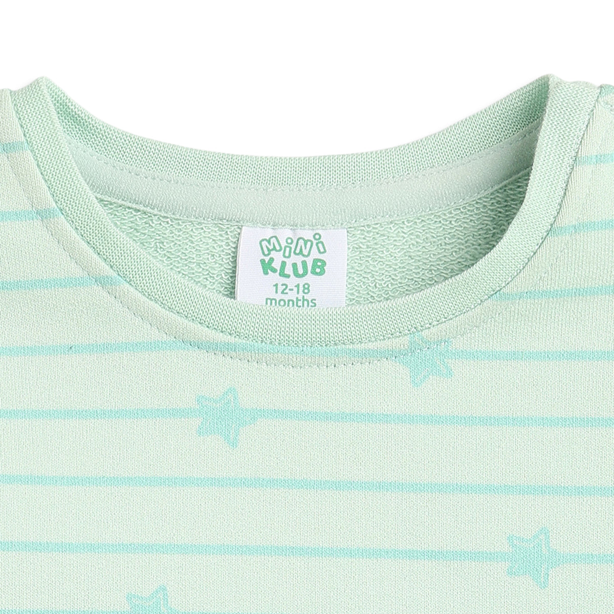 Baby Girls Mint Green Printed Sweatshirt Regular Fit.