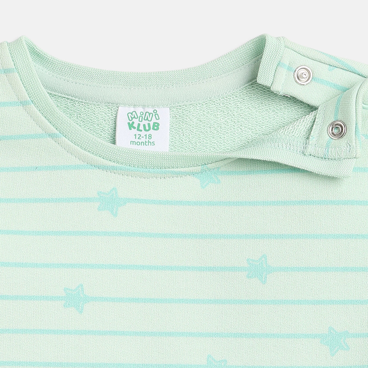 Baby Girls Mint Green Printed Sweatshirt Regular Fit.
