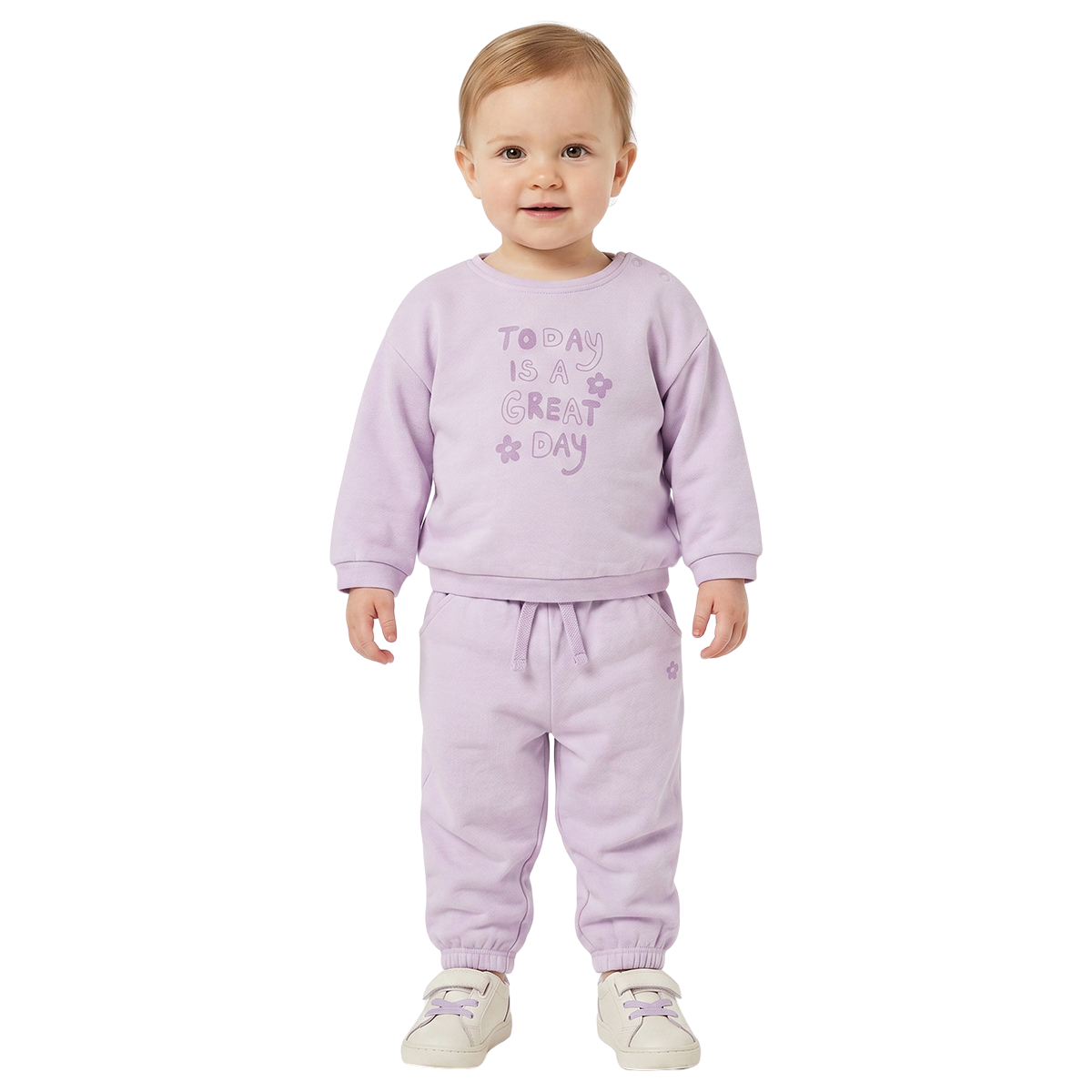 Baby Girls Lavender Printed Sweatshirt Regular Fit