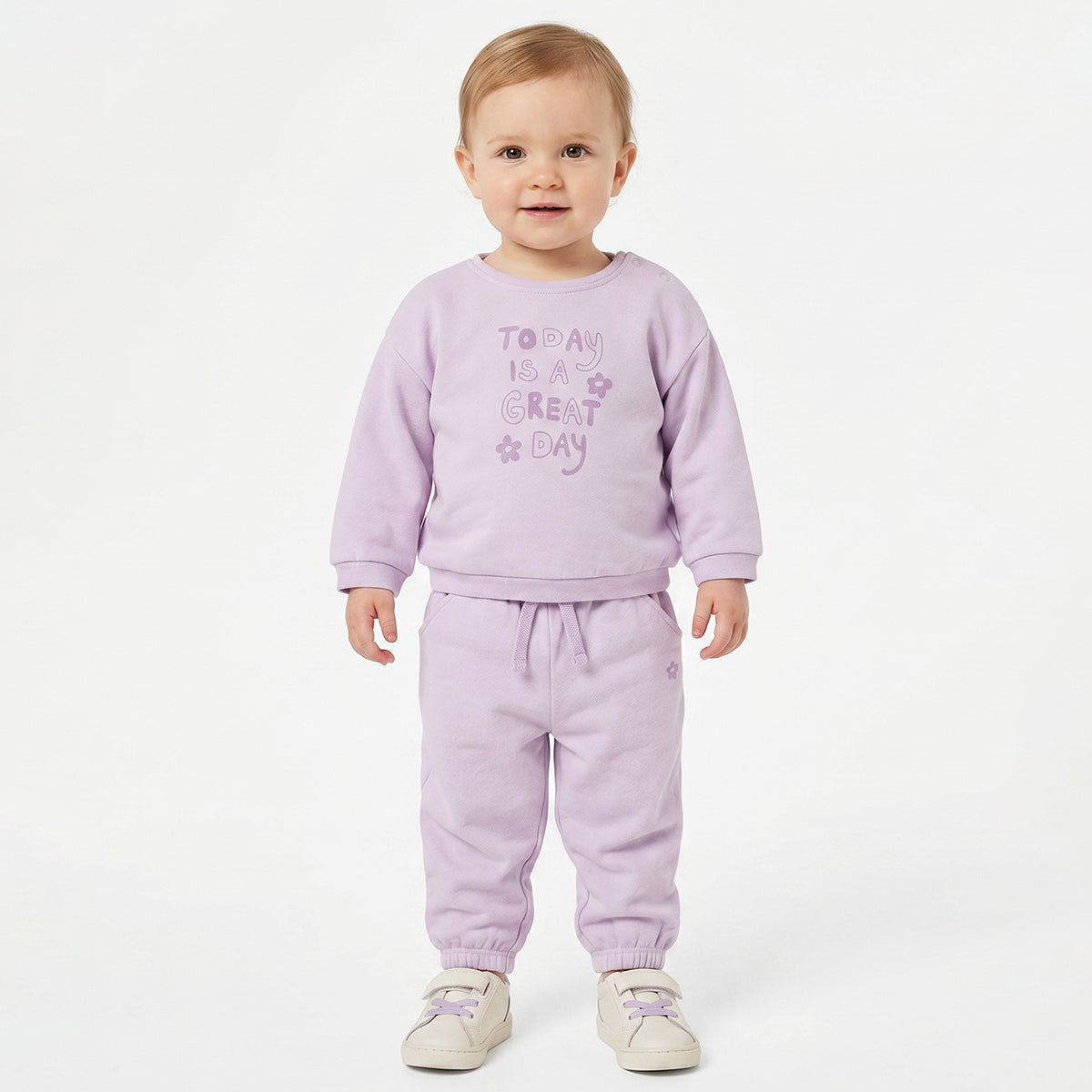 Baby Girls Lavender Printed Sweatshirt Regular Fit