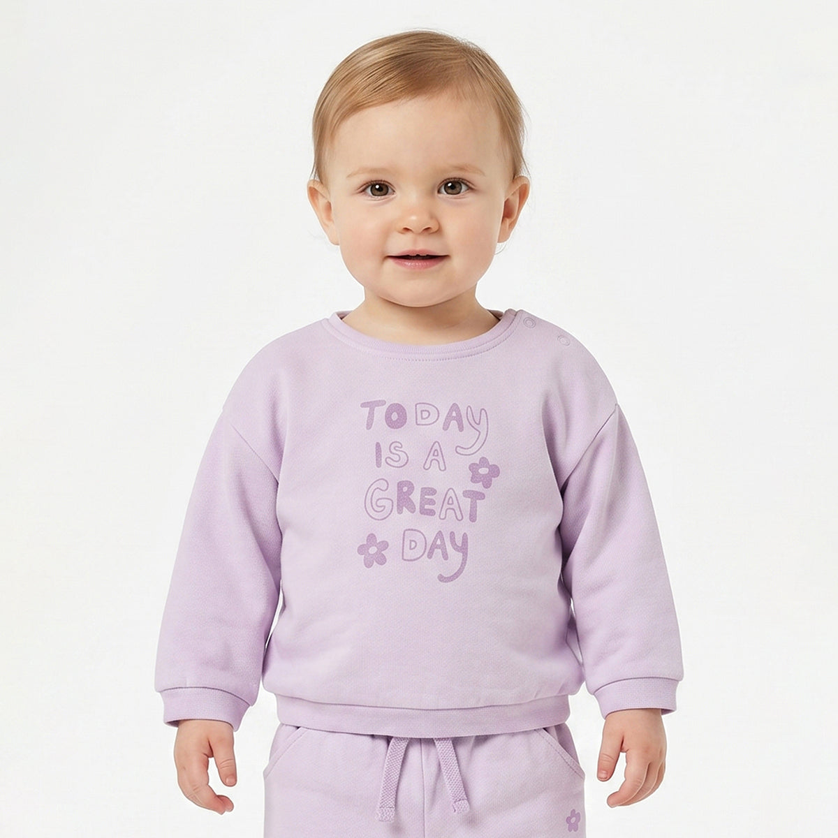 Baby Girls Lavender Printed Sweatshirt Regular Fit