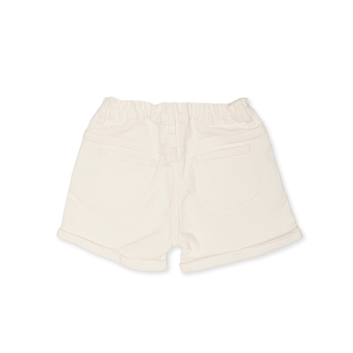 Baby Girls Off White Cotton Denim Floral Embroidered Shorts Regular Fit Casual Wear