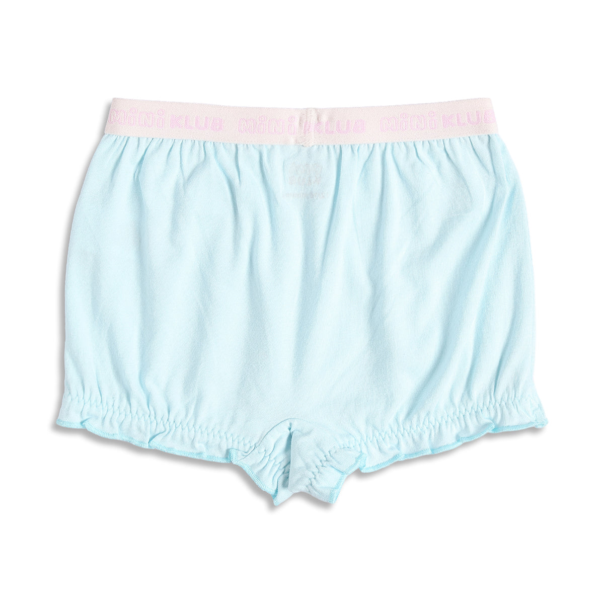 Girls Printed and Solid Bloomer Pack of 2, Blue and Mint Green