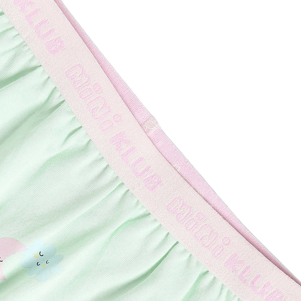 Girls Printed and Solid Bloomer Pack of 2, Blue and Mint Green