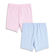 Baby Girls Solid Shorts Pack of 2, Pink and Blue