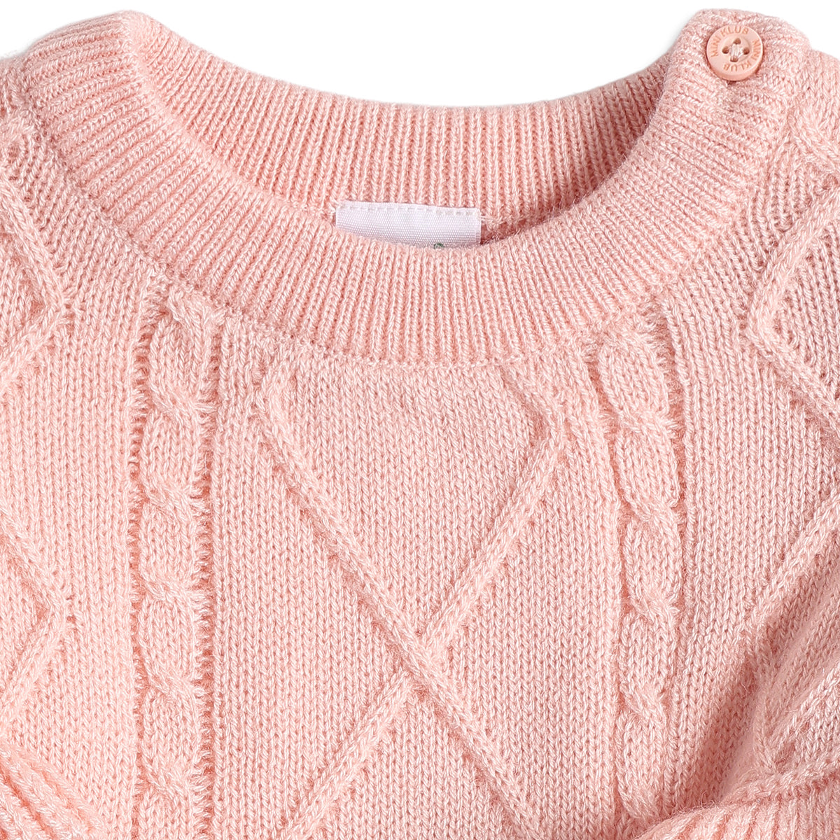 Baby Girls Peach Ruffle Knit Sweater Regular Fit.