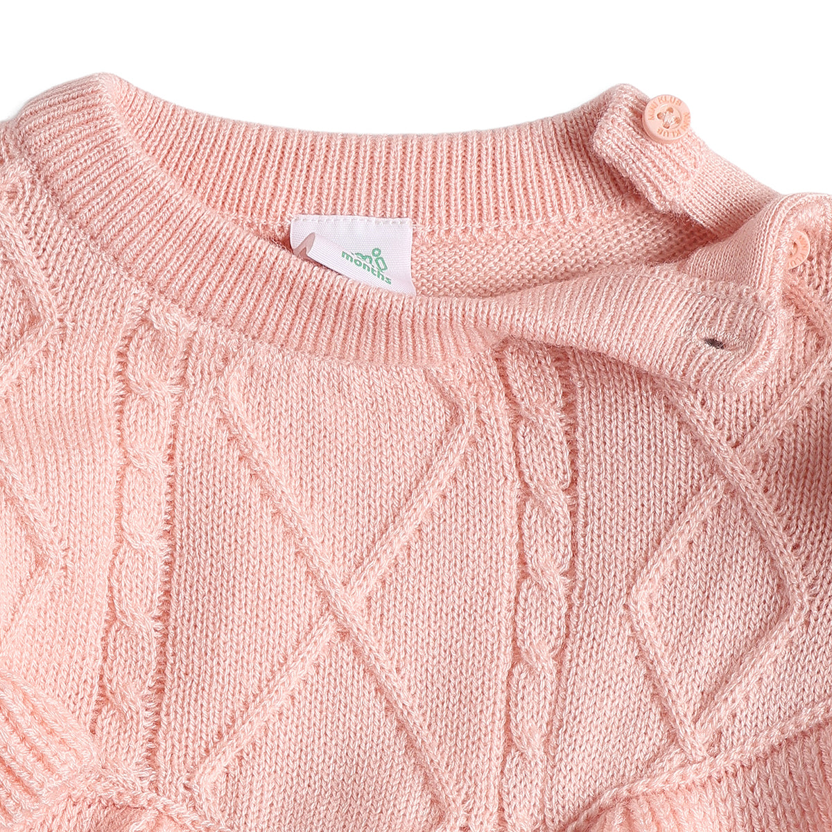 Baby Girls Peach Ruffle Knit Sweater Regular Fit.