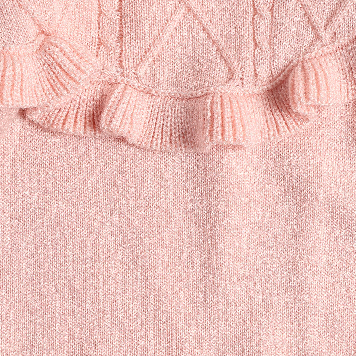 Baby Girls Peach Ruffle Knit Sweater Regular Fit.