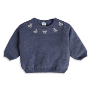 Baby Girls Blue Knitted Sweater Regular Fit Winter Wear